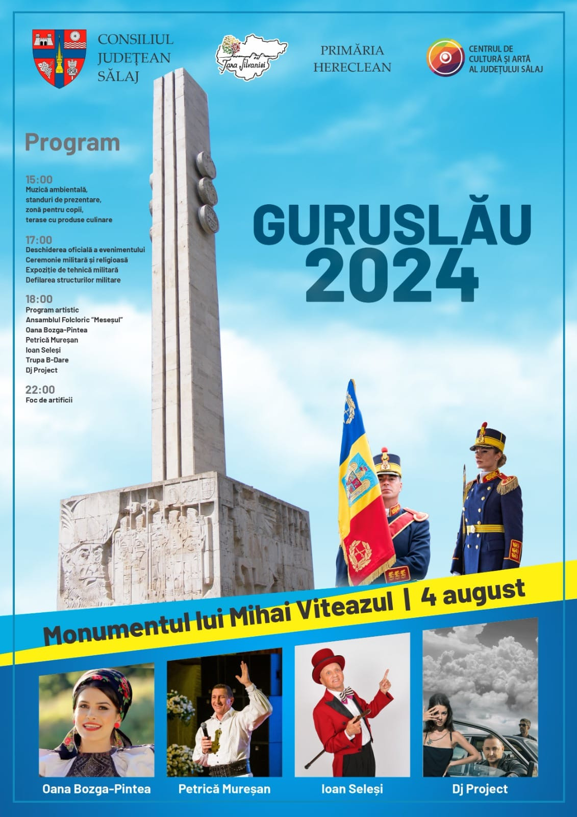 GURUSLĂU 2024 – duminică, 4 august, la Monumentul de la Guruslău