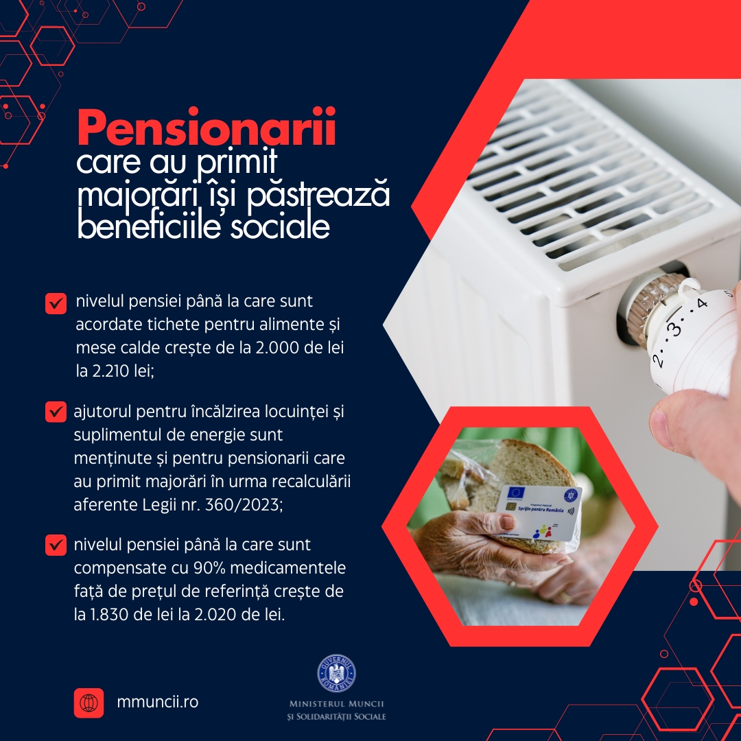 Pensionarii cu pensii majorate vor beneficia de ajutor pentru încălzirea locuinței și supliment pentru energie