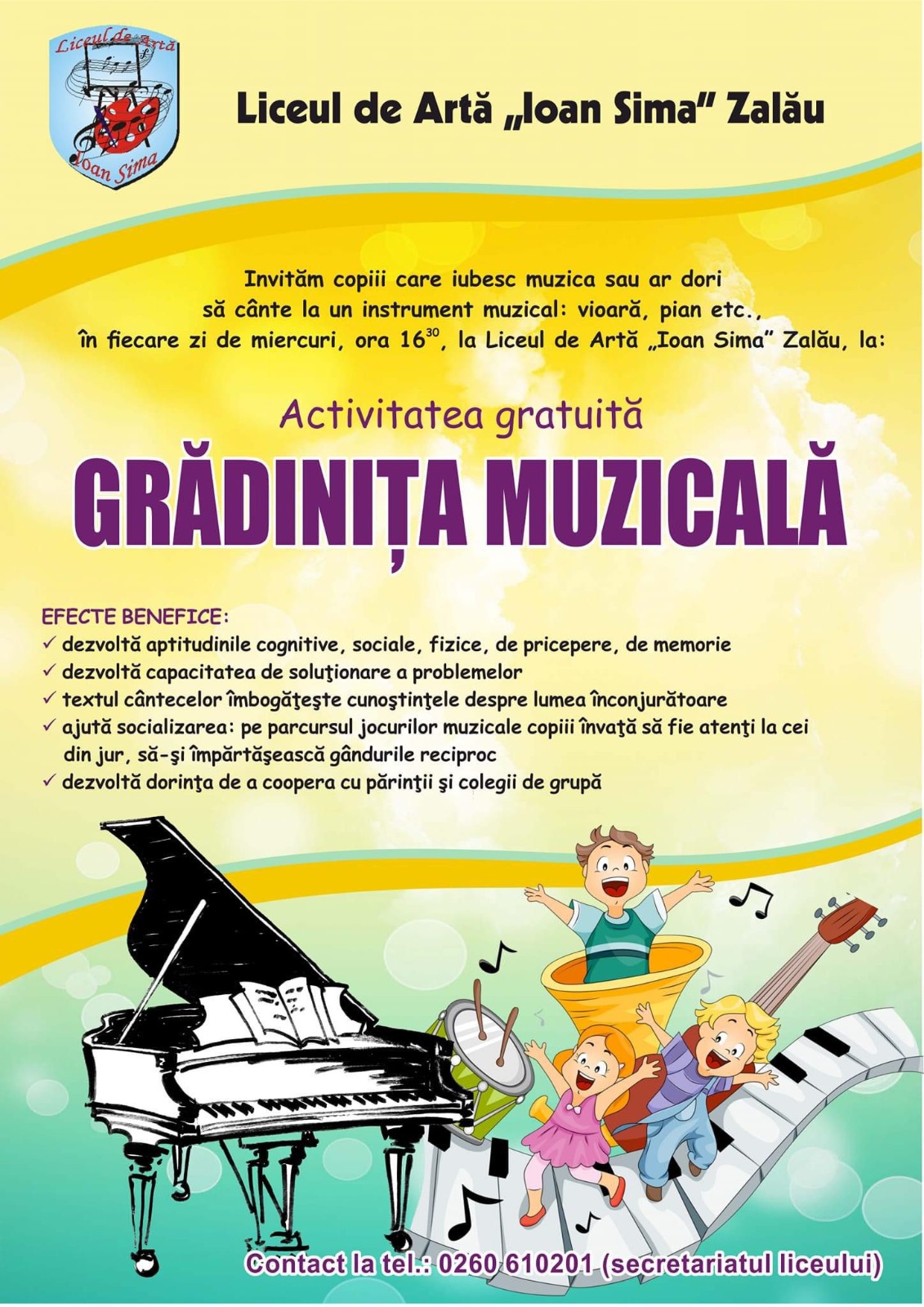 La Liceul de Artă începe ”Grădinița Muzicală”-activități gratuite pentru preșcolari