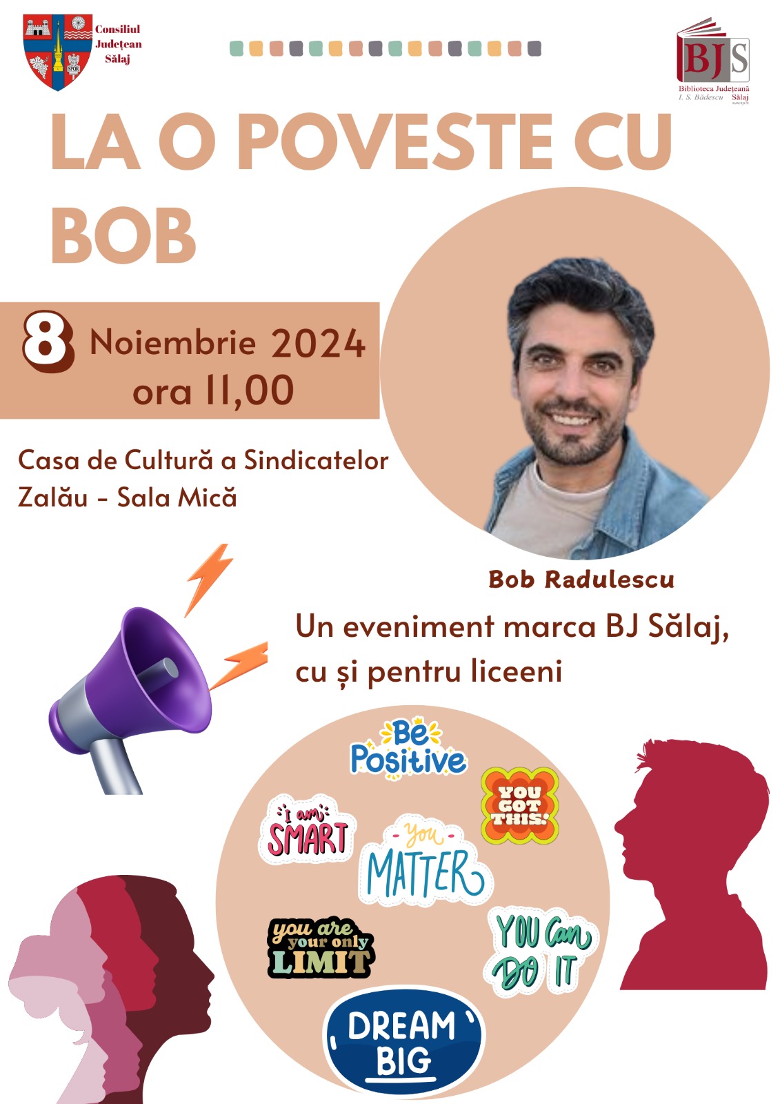 Bob Rădulescu vine la Zalău. Bibilioteca Județeană invită liceenii ”la o poveste cu Bob”