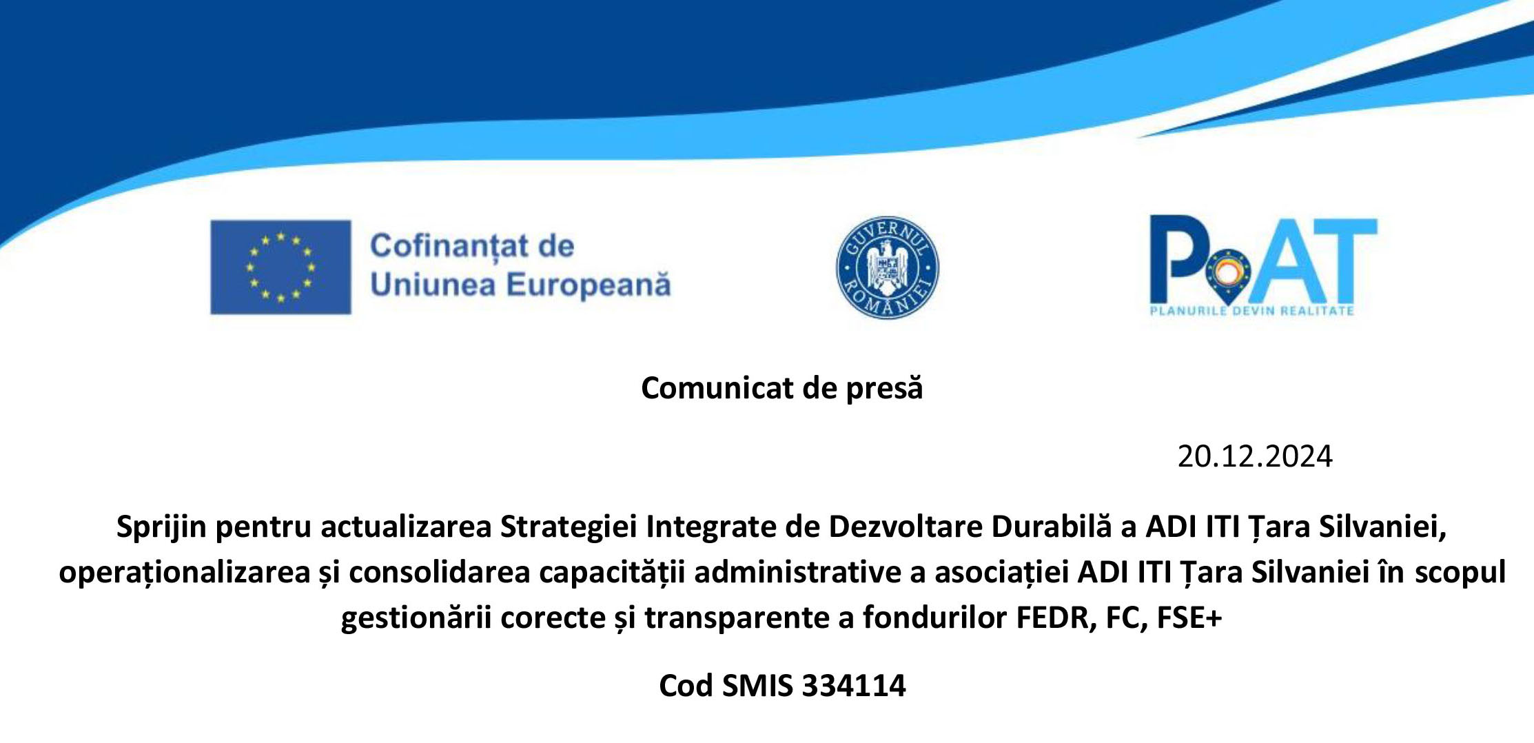 Comunicat de presă: Sprijin pentru actualizarea Strategiei Integrate de Dezvoltare Durabilă a ADI ITI Țara Silvaniei