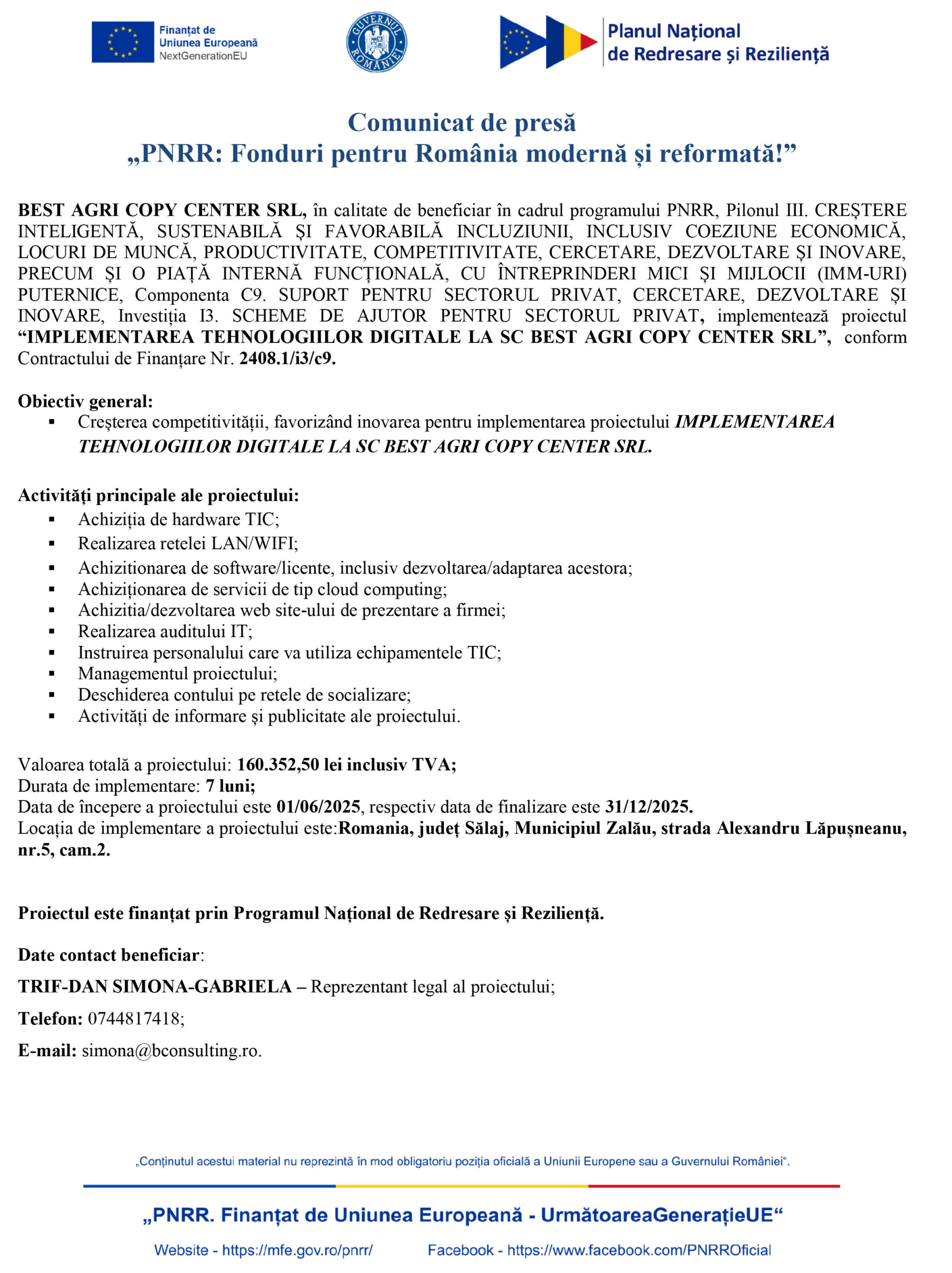 BEST AGRI COPY CENTER SRL anunță începutul unei noi etape importante.