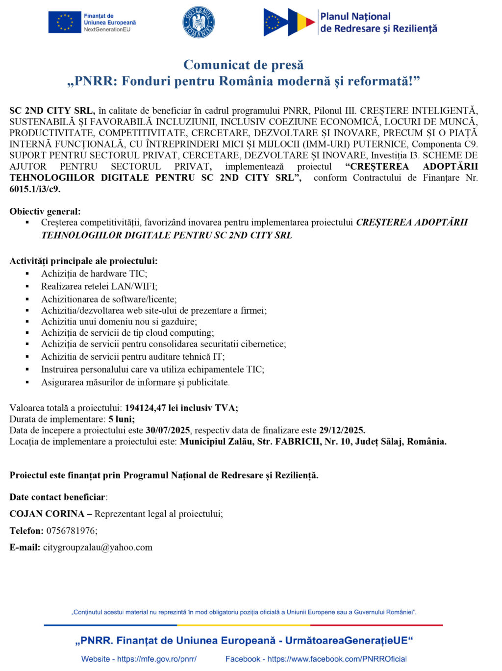 Comunicat de presă - demararexdfgbdf