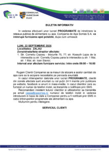 Anunț intrerupere apa - lucrari programate 22 Septembrie 2025