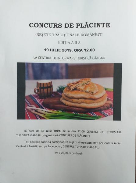 Concurs de placinte la Galgau. Inscrierile se mai pot face pana azi, miercuri 17 iulie 2019