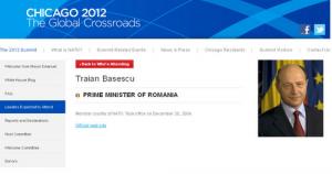 Traian Băsescu, premierul Romaniei? Gafa de pe site-ul summitului NATO de la Chicago