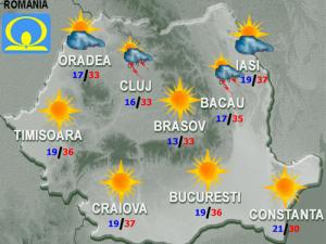 Caniculă şi disconfort termic. Temperaturile vor ajunge la 39 de grade