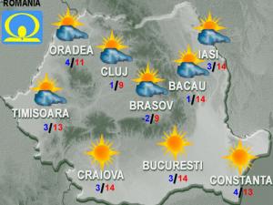 Ce temperaturi vor fi joi şi vineri