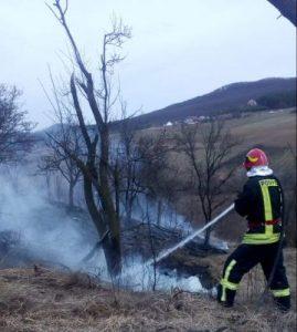 Pompierii s-au luptat  cu un incendiu care  s-a intins pe o jumatate  de hectar in Ortelec