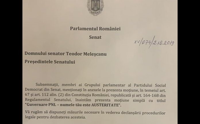 PSD arata pisica motiunii de cenzura la adresa Guvernului Orban